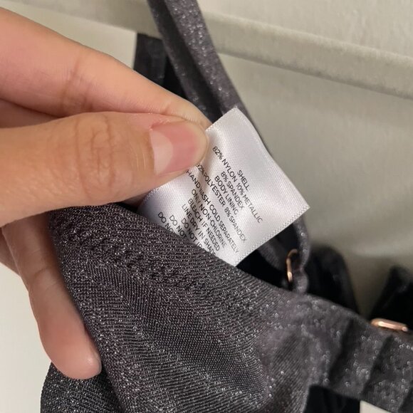 Shade & Shore 36C Bikini Top Dark Gray Metallic Finish Wired Adjustable Strap - Picture 7 of 7